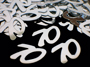 number 70" silver confetti